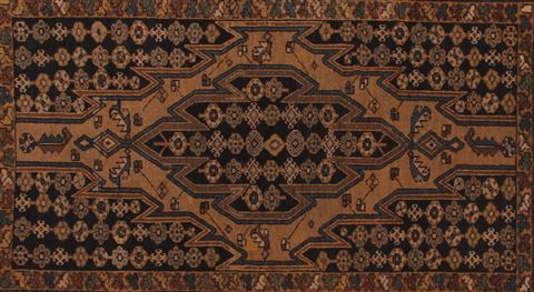 Mazlaghan Black Hand Knotted 44 X 67 Area Rug 400-16923 Image 1