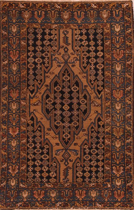 Mazlaghan Black Hand Knotted 44 X 67 Area Rug 400-16923 Image 0