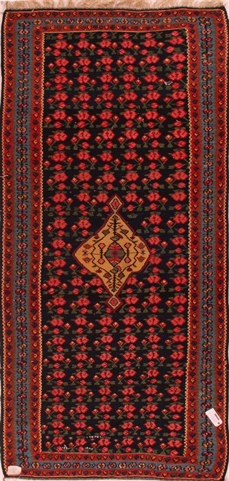 Kilim Blue Runner Hand Knotted 49 X 109 Area Rug 400-16924 Image 0