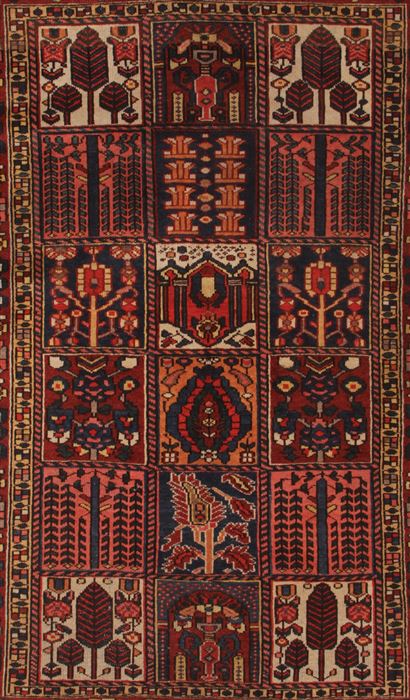 Bakhtiar Red Hand Knotted 49 X 72 Area Rug 400-16928 Image 7
