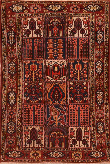 Bakhtiar Red Hand Knotted 49 X 72 Area Rug 400-16928 Image 0