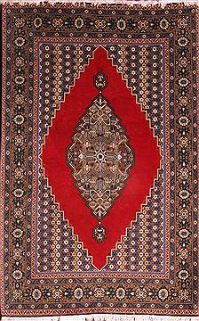 Qum Red Hand Knotted 4'6" X 6'9"  Area Rug 400-16938