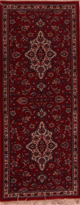 Qum Red Runner Hand Knotted 27 X 64 Area Rug 400-16943 Image 0