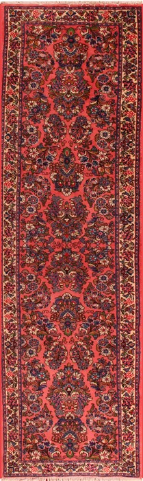 Sarouk Purple Runner Hand Knotted 30 X 102  Area Rug 400-16944 Image 0