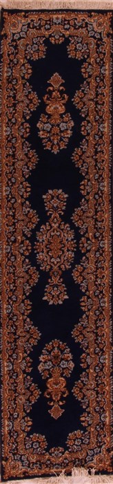 Kerman Blue Runner Hand Knotted 25 X 98  Area Rug 400-16946 Image 0