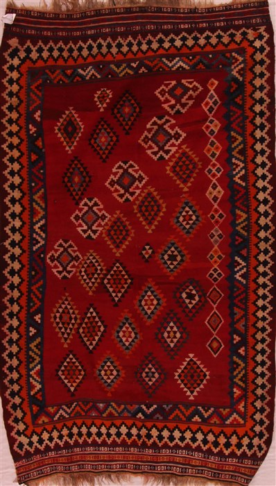 Kilim Red Hand Knotted 40 X 70  Area Rug 400-16949 Image 0