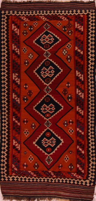 Kilim Orange Hand Knotted 46 X 80  Area Rug 400-16950 Image 0