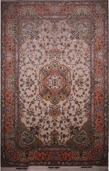 Tabriz White Hand Knotted 70 X 100 Area Rug 400-16951 Image 0