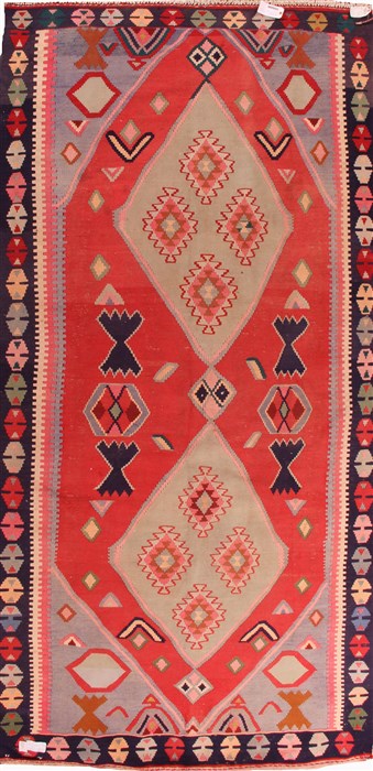 Kilim Red Hand Knotted 56 X 118  Area Rug 400-16952 Image 0