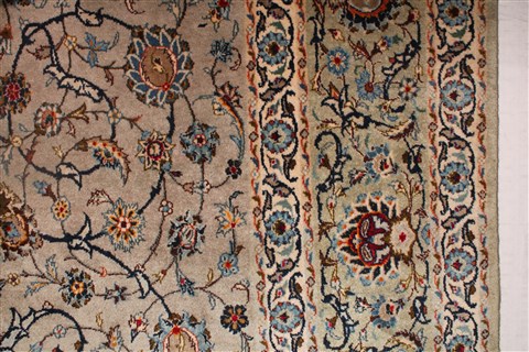 Kashan Beige Hand Knotted 89 X 125 Area Rug 400-16955 Image 16