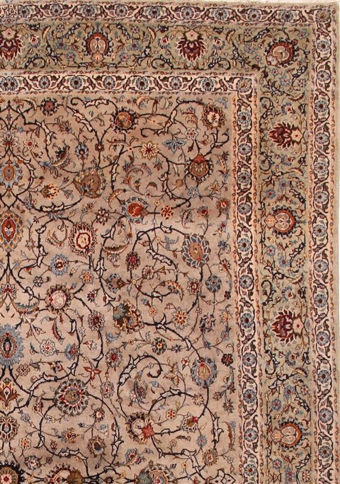 Kashan Beige Hand Knotted 89 X 125 Area Rug 400-16955 Image 5