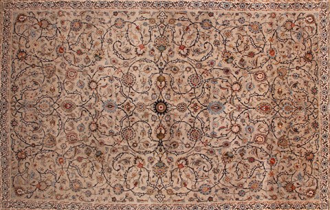 Kashan Beige Hand Knotted 89 X 125 Area Rug 400-16955 Image 6