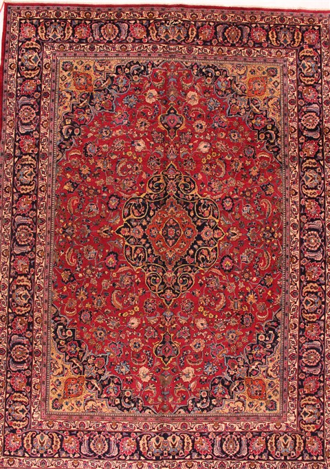 Mashad Red Hand Knotted 98 X 132 Area Rug 400-16958 Image 0