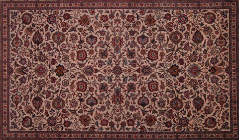Kashan White Hand Knotted 92 X 136 Area Rug 400-16959 Image 3