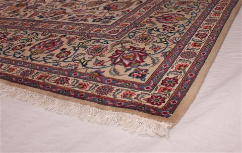 Kashan White Hand Knotted 92 X 136 Area Rug 400-16959 Image 6