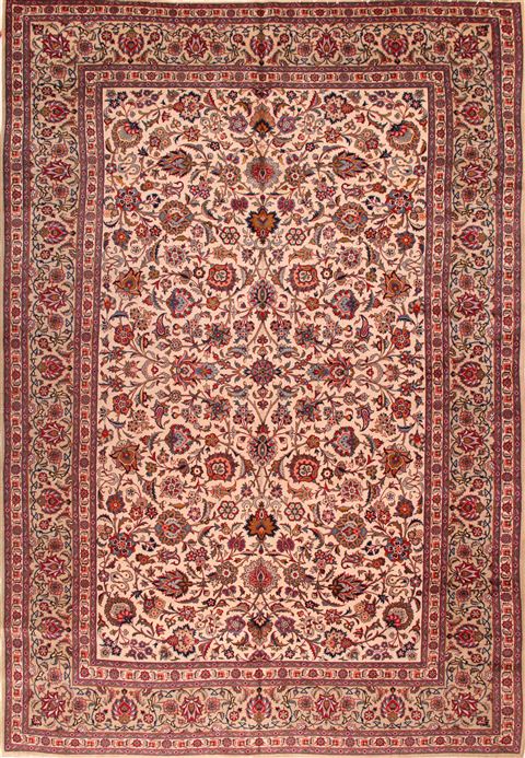 Kashan White Hand Knotted 92 X 136 Area Rug 400-16959 Image 0