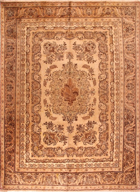 Tabriz White Hand Knotted 96 X 130  Area Rug 400-16964 Image 0