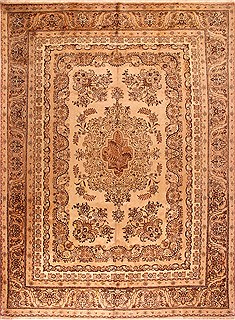 Persian Tabriz White Rectangle 10x13 ft Wool Carpet 16964