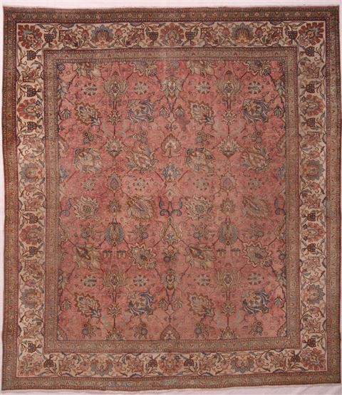 Tabriz Purple Square Hand Knotted 99 X 110 Area Rug 400-16968 Image 1