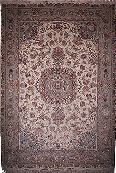 Persian Tabriz White Rectangle 7x10 ft Wool Carpet 16972