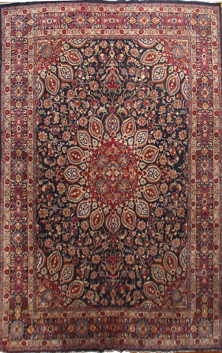Kashmar Blue Hand Knotted 99 X 128 Area Rug 400-16974 Image 0