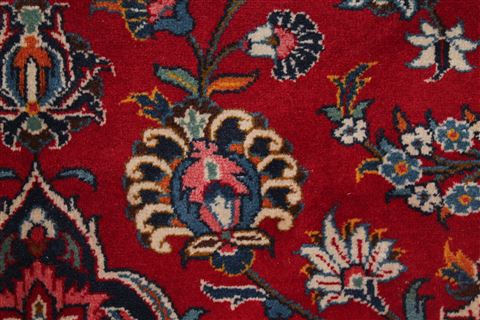 Kashan Red Hand Knotted 100 X 139 Area Rug 400-16982 Image 11