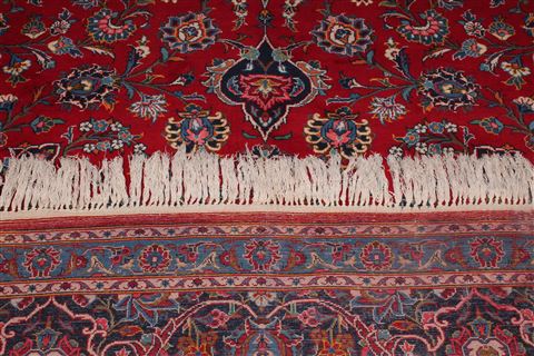 Kashan Red Hand Knotted 100 X 139 Area Rug 400-16982 Image 16