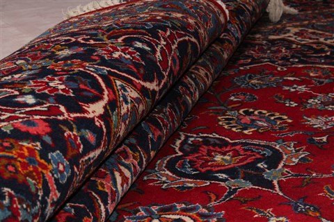 Kashan Red Hand Knotted 100 X 139 Area Rug 400-16982 Image 19