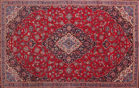 Kashan Red Hand Knotted 100 X 139 Area Rug 400-16982 Image 20