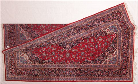 Kashan Red Hand Knotted 100 X 139 Area Rug 400-16982 Image 2