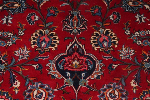 Kashan Red Hand Knotted 100 X 139 Area Rug 400-16982 Image 6