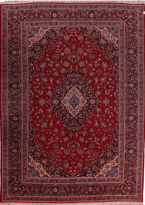 Kashan Red Hand Knotted 100 X 139 Area Rug 400-16982 Image 0