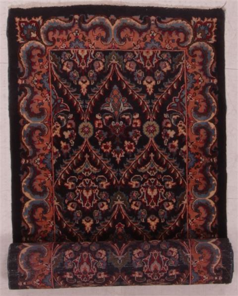 Tabriz Black Runner Hand Knotted 36 X 131 Area Rug 400-16985 Image 2