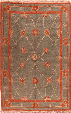 Indo-Nepal Blue Hand Knotted 5'9" X 9'0"  Area Rug 400-16987