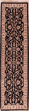 Indian Agra Black Runner 10 to 12 ft Wool Carpet 16997