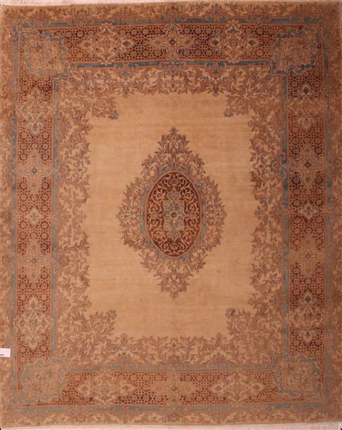 Kerman Brown Hand Knotted 79 X 99 Area Rug 400-16998 Image 9