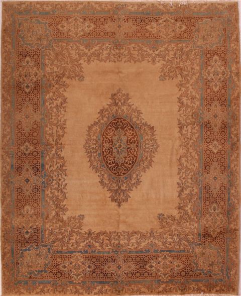 Kerman Brown Hand Knotted 79 X 99 Area Rug 400-16998 Image 0