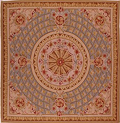 Belgium Elvan Brown Square 5 to 6 ft Wool Carpet 17000