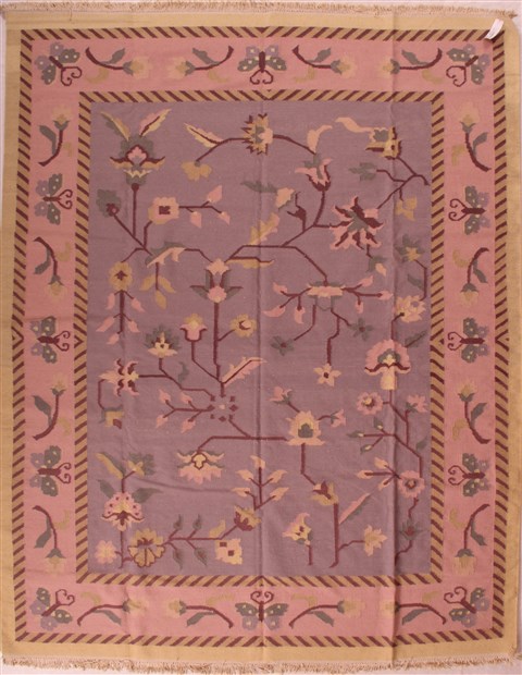 Modern Purple Hand Knotted 82 X 102 Area Rug 400-17003 Image 0