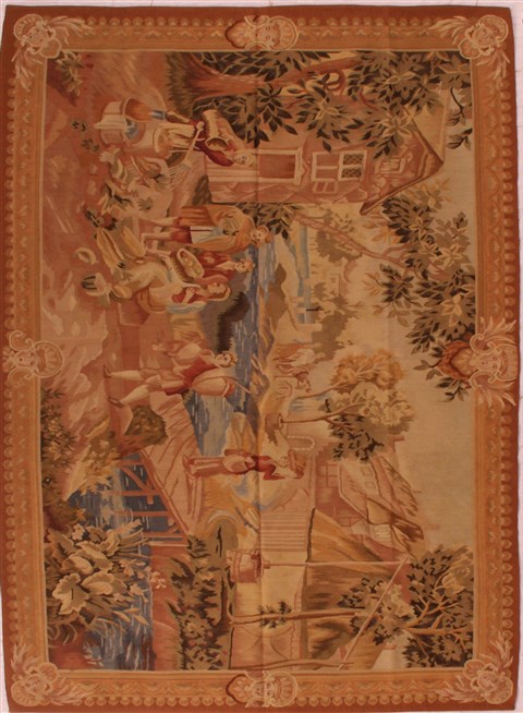 Aubusson Brown Hand Knotted 49 X 66  Area Rug 400-17005 Image 0