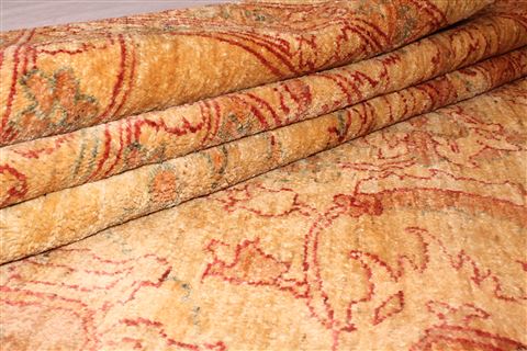 Chobi Yellow Hand Knotted 96 X 128 Area Rug 400-17007 Image 6