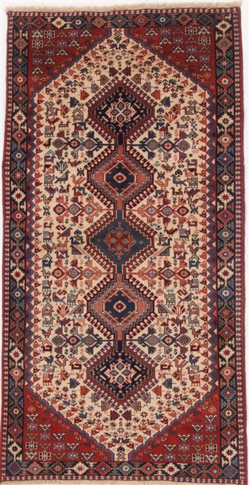 Yalameh Beige Hand Knotted 34 X 66  Area Rug 250-17008 Image 0