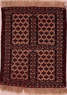 Persian Turkman White Rectangle 2x4 ft Wool Carpet 17009