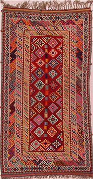 Kilim Red Hand Knotted 4'9" X 8'9"  Area Rug 400-17010