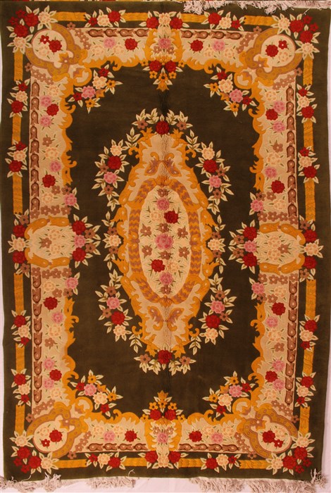 Isfahan Green Hand Knotted 89 X 129  Area Rug 400-17015 Image 0