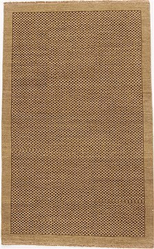 Indian Gabbeh Brown Rectangle 4x6 ft Wool Carpet 17034