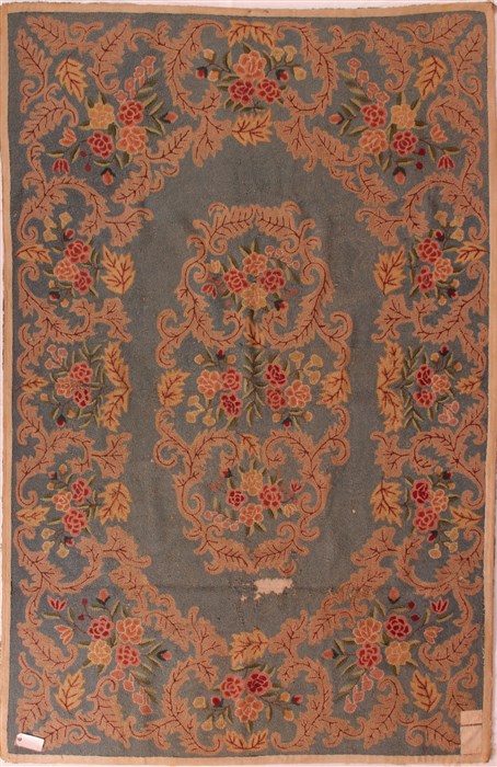 Aubusson Green Hand Knotted 90 X 1711  Area Rug 400-17042 Image 0
