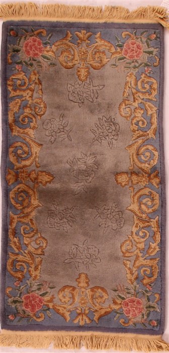 Modern Blue Hand Knotted 22 X 42 Area Rug 400-17048 Image 0