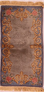 Chinese Modern Blue Rectangle 2x4 ft Wool Carpet 17048