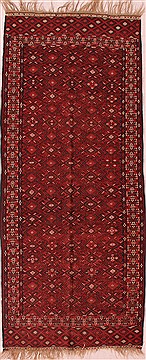 Kilim Red Runner Hand Knotted 3'5" X 8'0"  Area Rug 400-17052